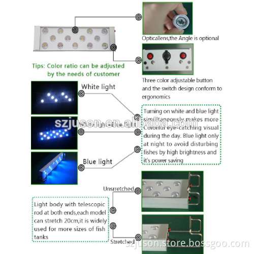 1200k cool white blue 14pcs*2w marine aquarium led light for aquarium marineland